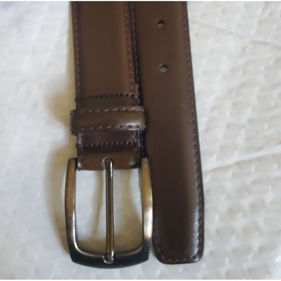 Mara Giordani Mens 36 Belt Leather Made in Italy Brown. Gun Metal Brass Hardware - Picture 2 of 9